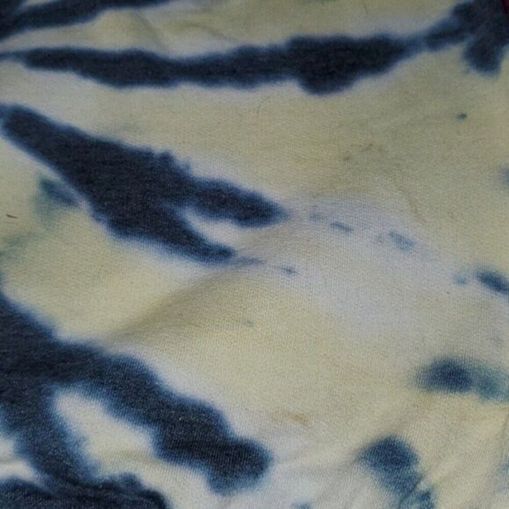 AALIYAH Blue Tie Dye Crew Neck Neon Screen Print Pullover Sweatshirt L FLAWED * - Picture 7 of 8